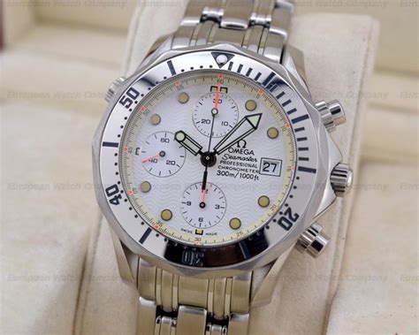 omega seamaster 120m white dial|omega seamaster chronograph white face.